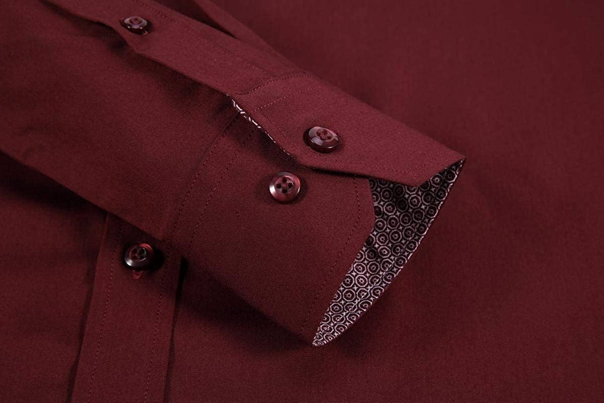 Calvetti Mens Dress Shirts Wrinkle Free Regular Long Sleeve Shirts-BUR