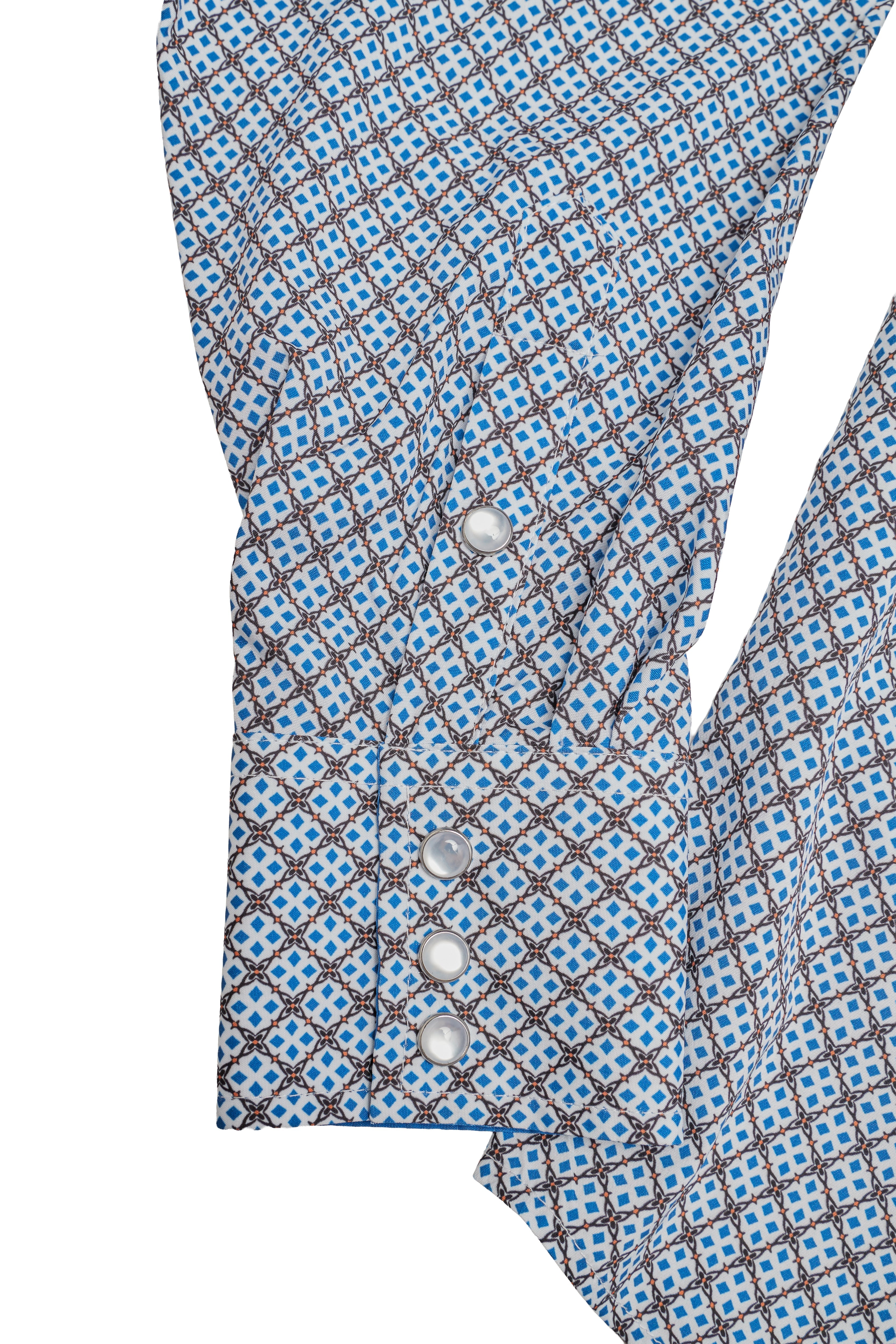 Men's Western Pearl Snap Aztec Print Shirt-MPS110L-1162