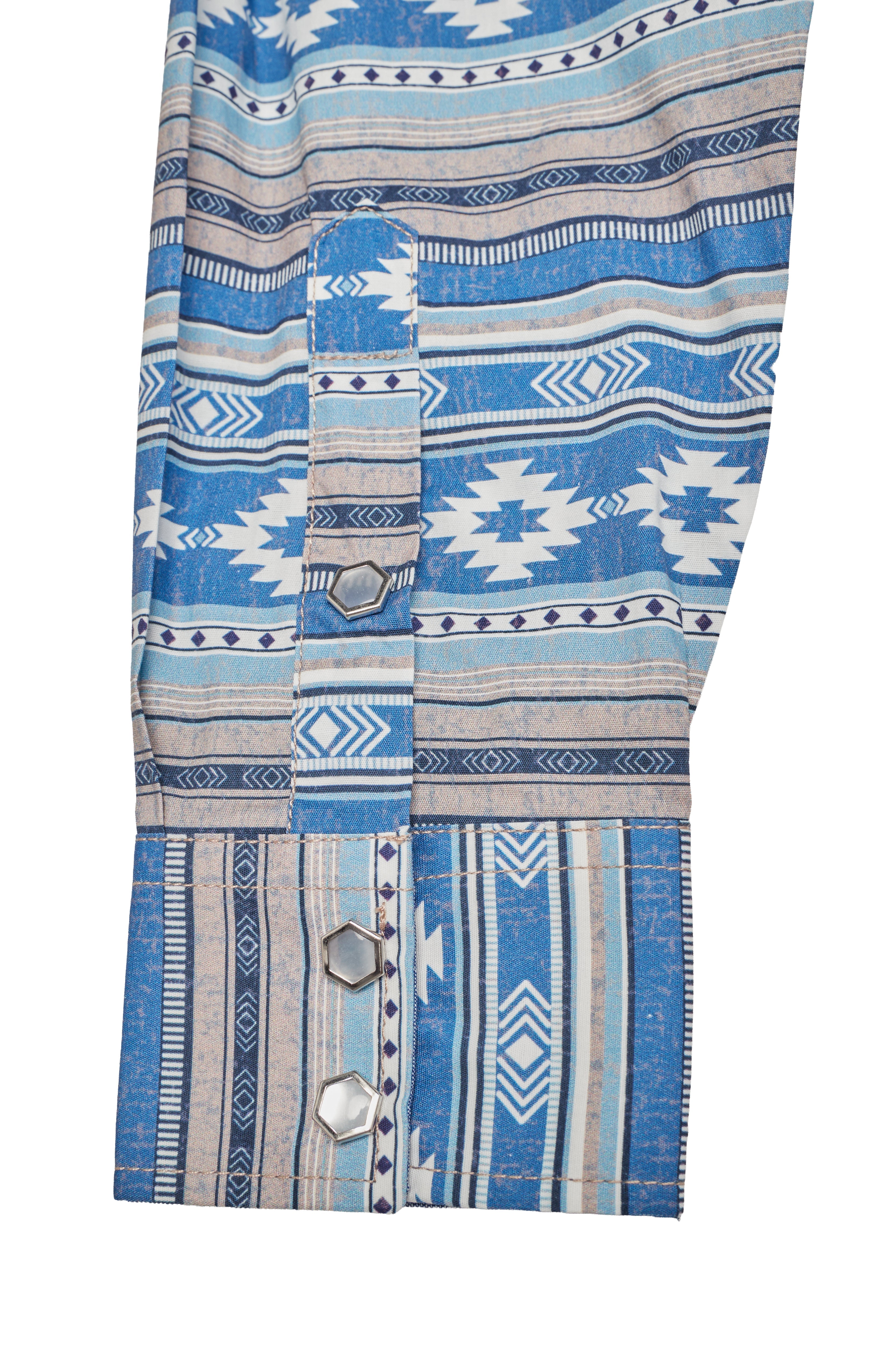 Men's Western Pearl Snap Print Shirt-PS100L-1119