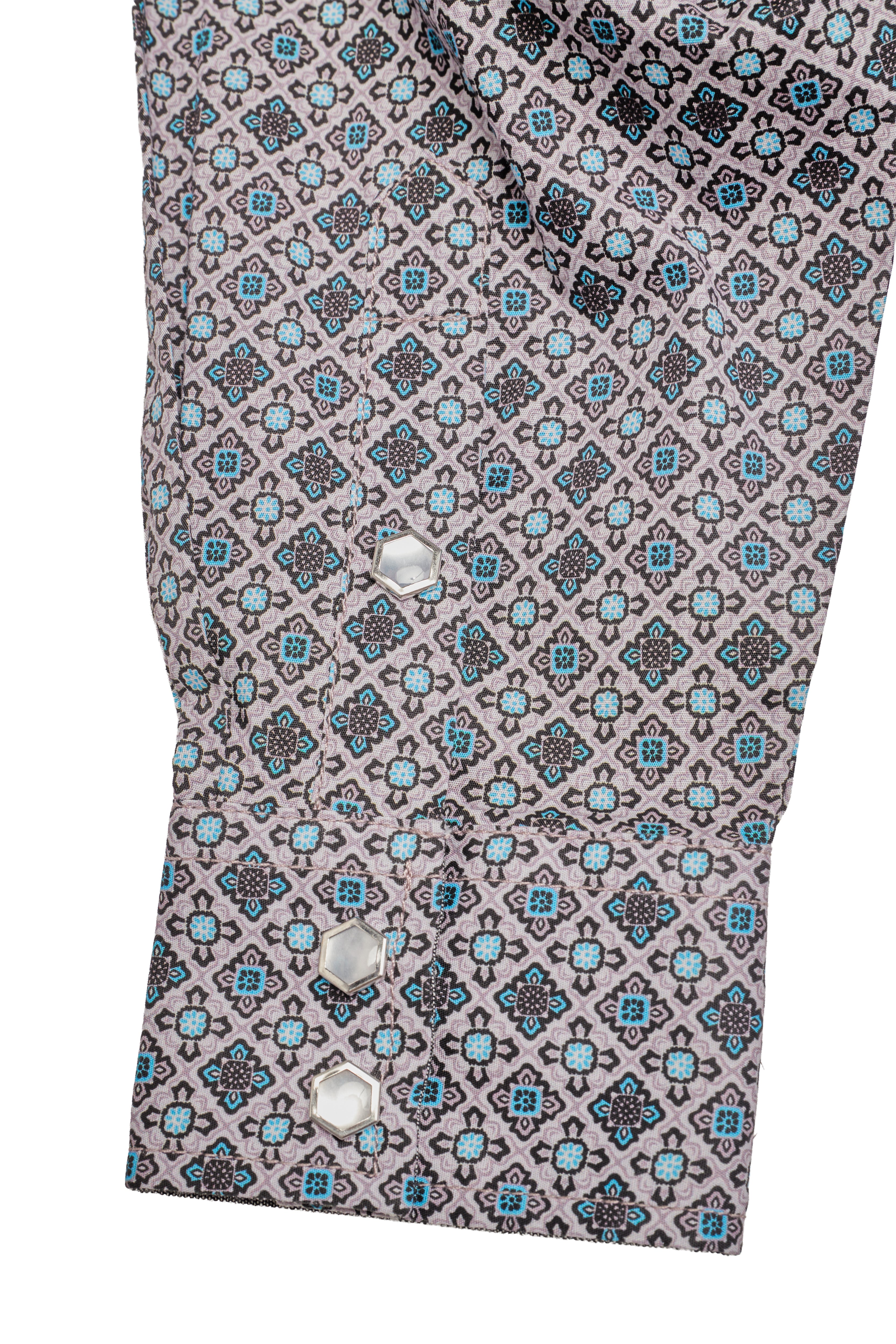 Men's Western Pearl Snap Print Shirt-PS100L-1176