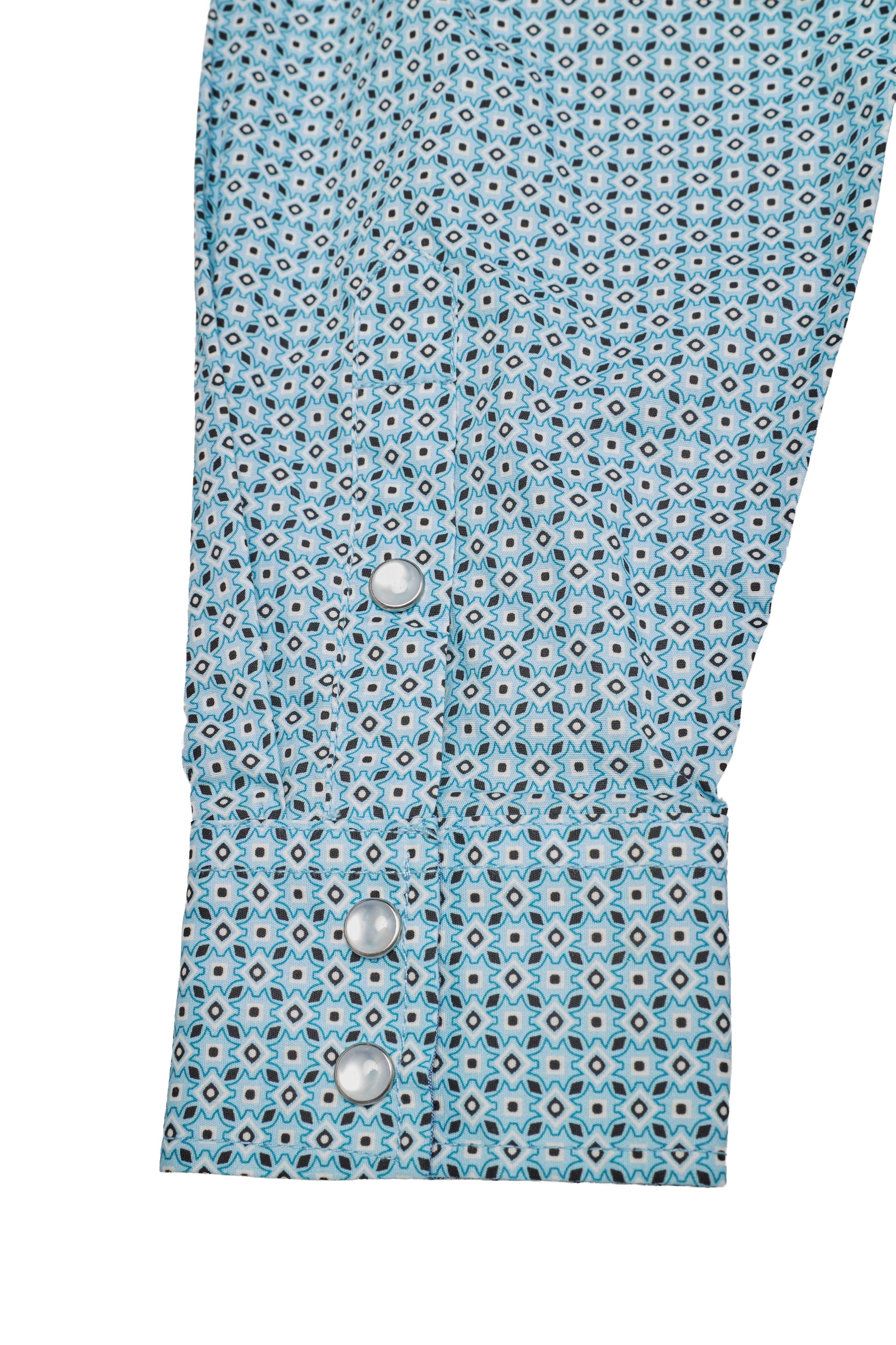 Men's Western Pearl Snap Print Shirt-PS100L-1181