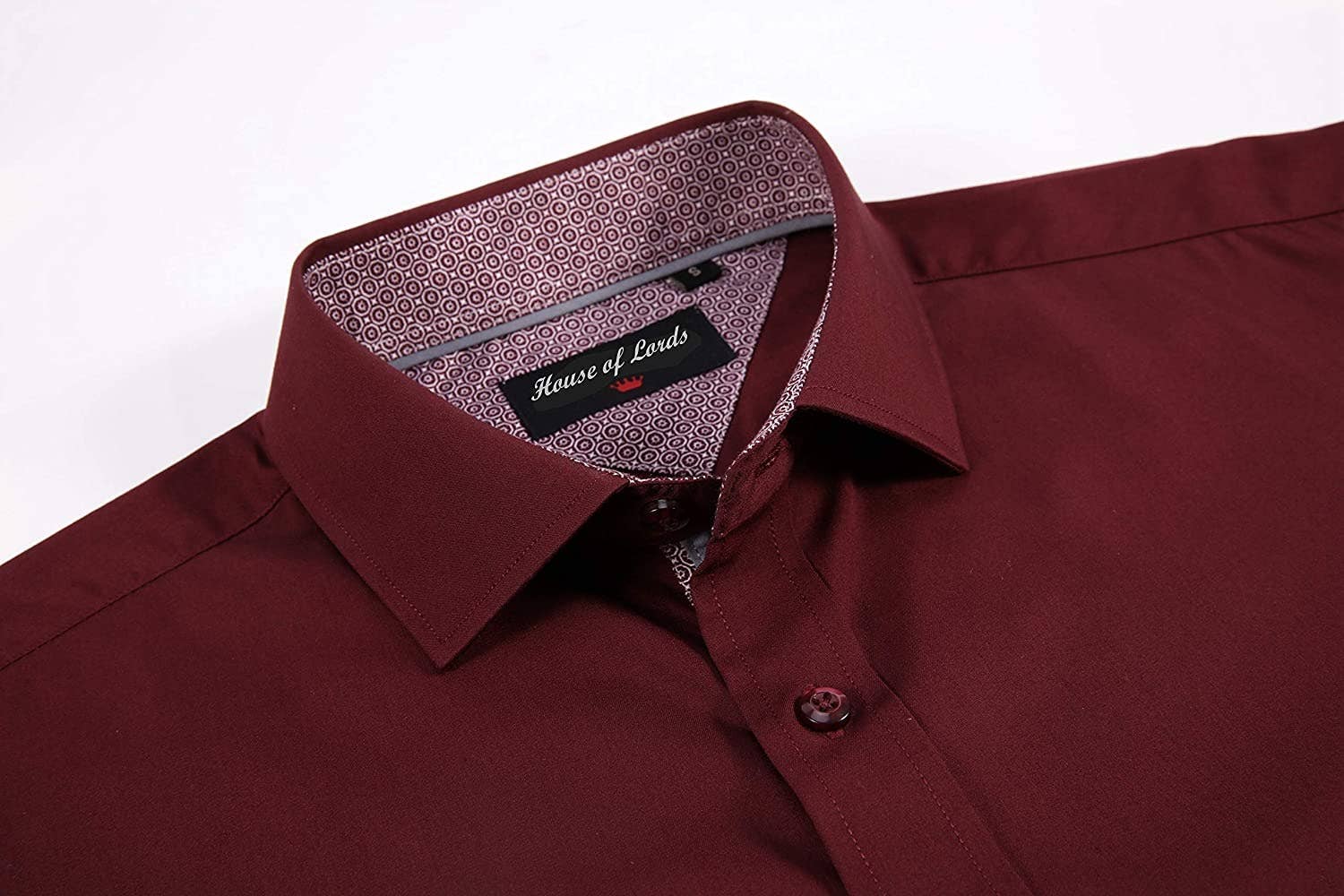 Calvetti Mens Dress Shirts Wrinkle Free Regular Long Sleeve Shirts - BURGUNDY