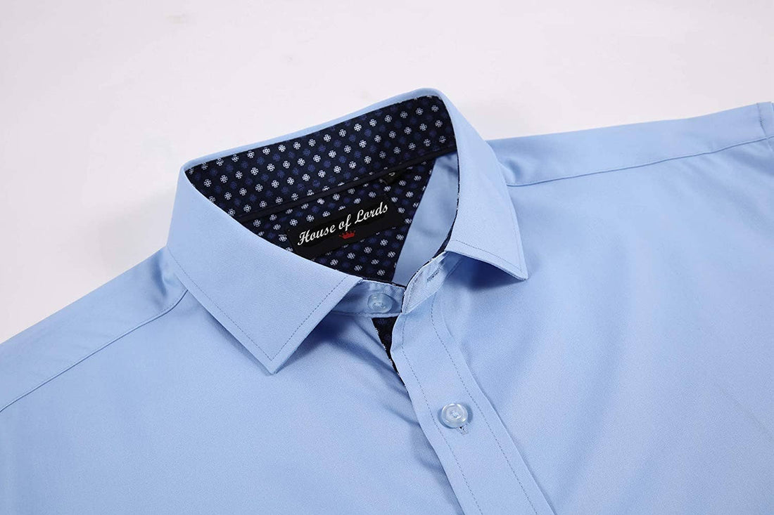 Calvetti Mens Dress Shirts Wrinkle Free Regular Long Sleeve Shirts-LIGHT BLUE - Rodeo Clothing wholesale 