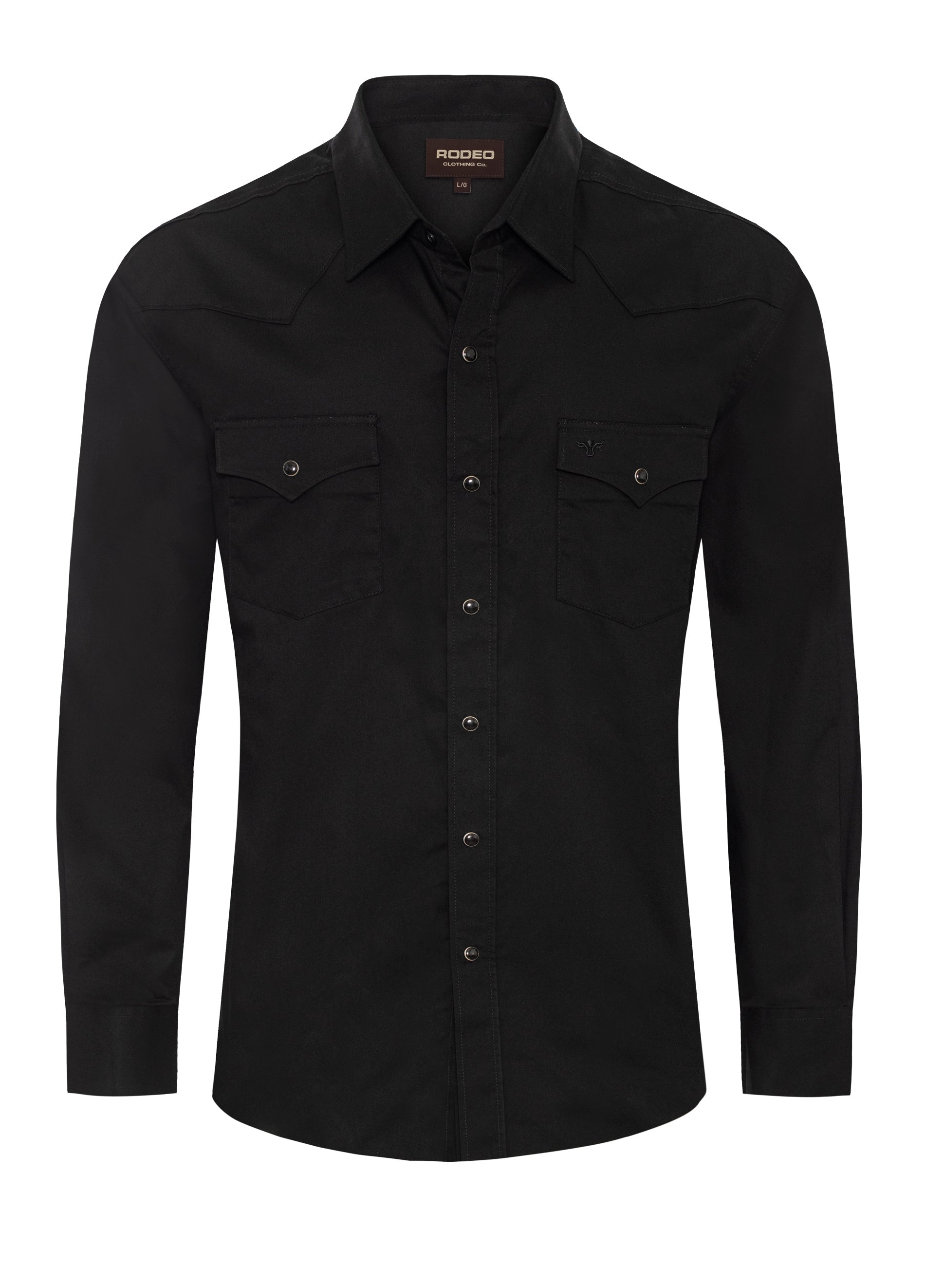 Men's Western Solid Twill Shirt-AC108L-BLACK