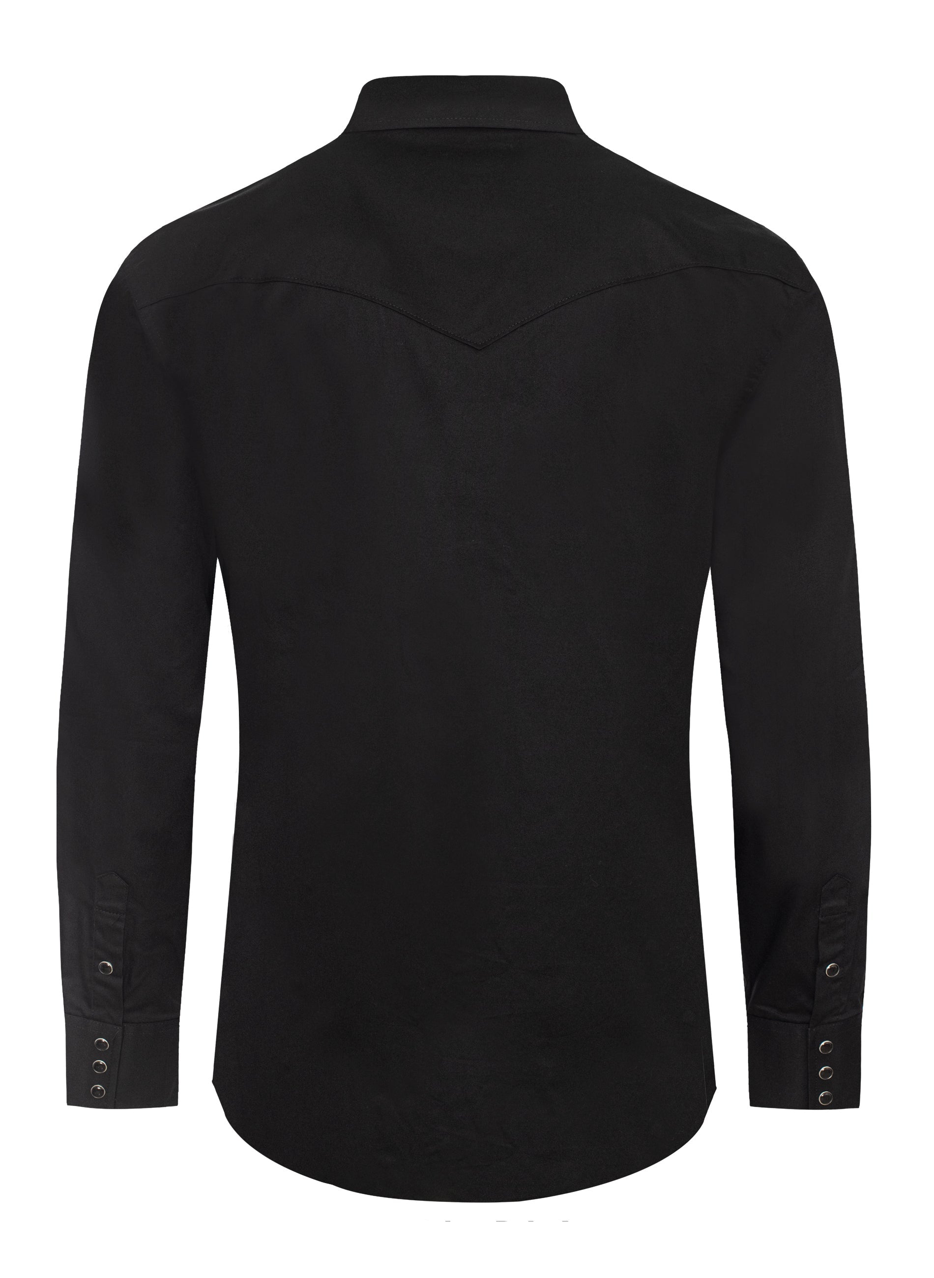 Men's Western Solid Twill Shirt-AC108L-BLACK