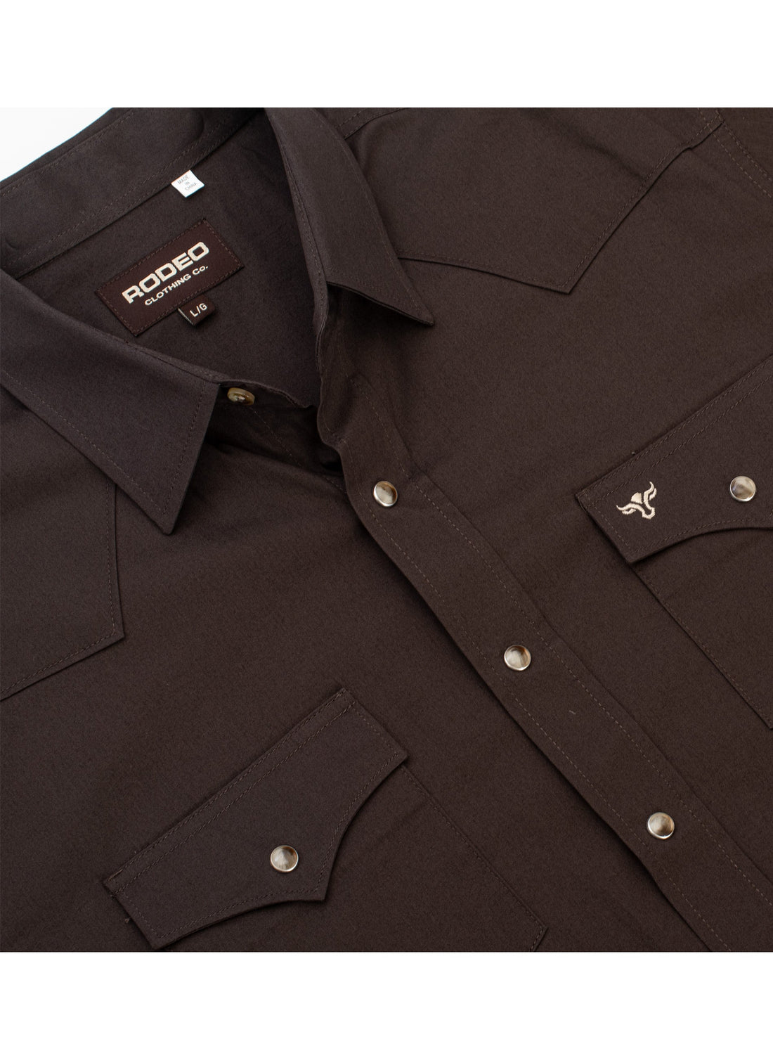 Men's Western Solid Twill Shirt-AC108L-BROWN