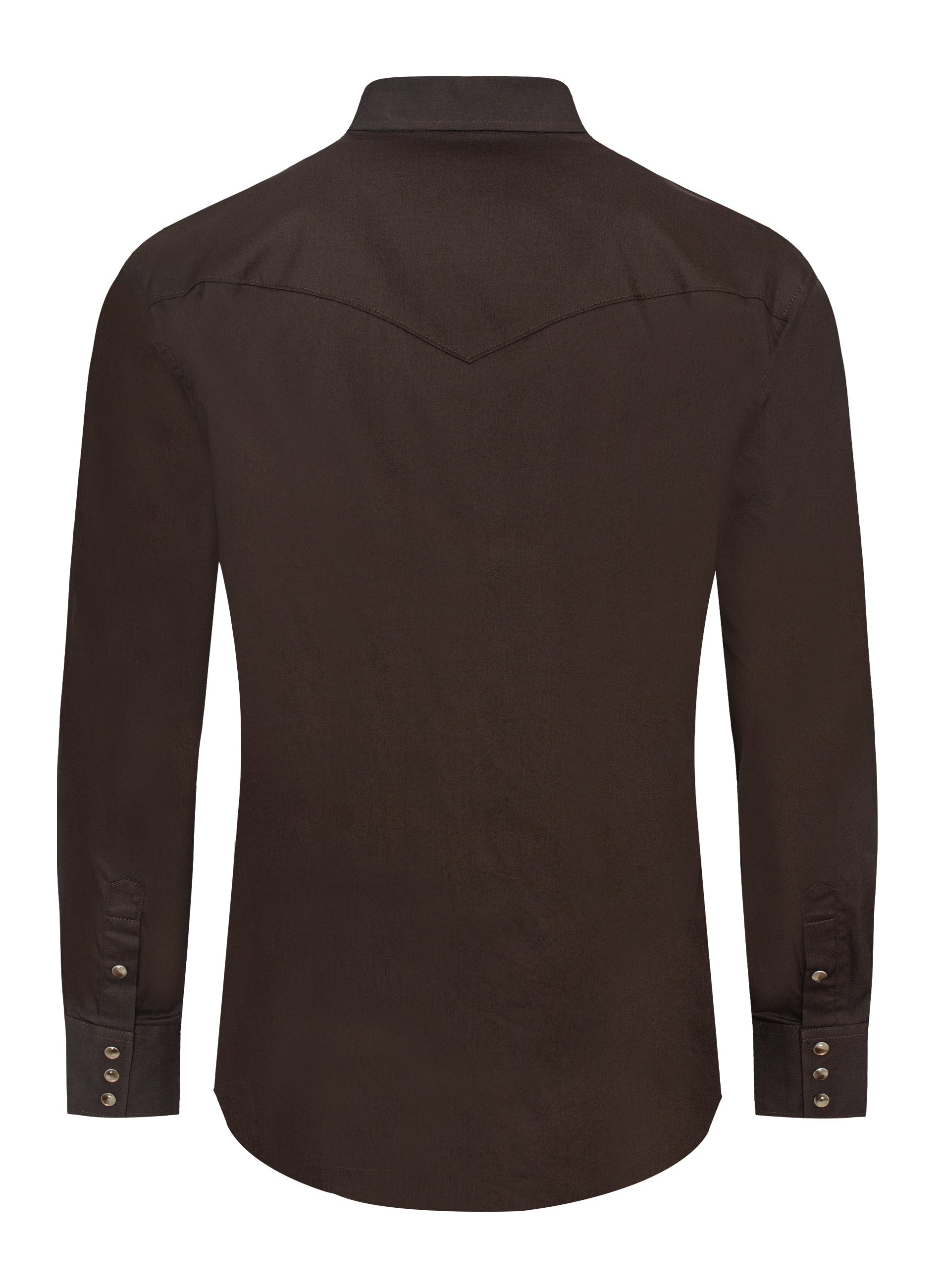 Men's Western Solid Twill Shirt-AC108L-BROWN