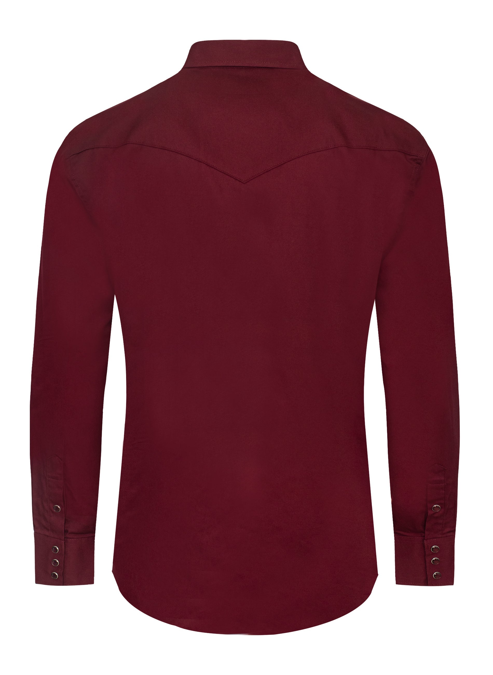 Men's Western Solid Twill Shirt-AC108L-BURGUNDY