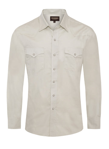 Men's Western Solid Twill Shirt-AC108L-IVORY