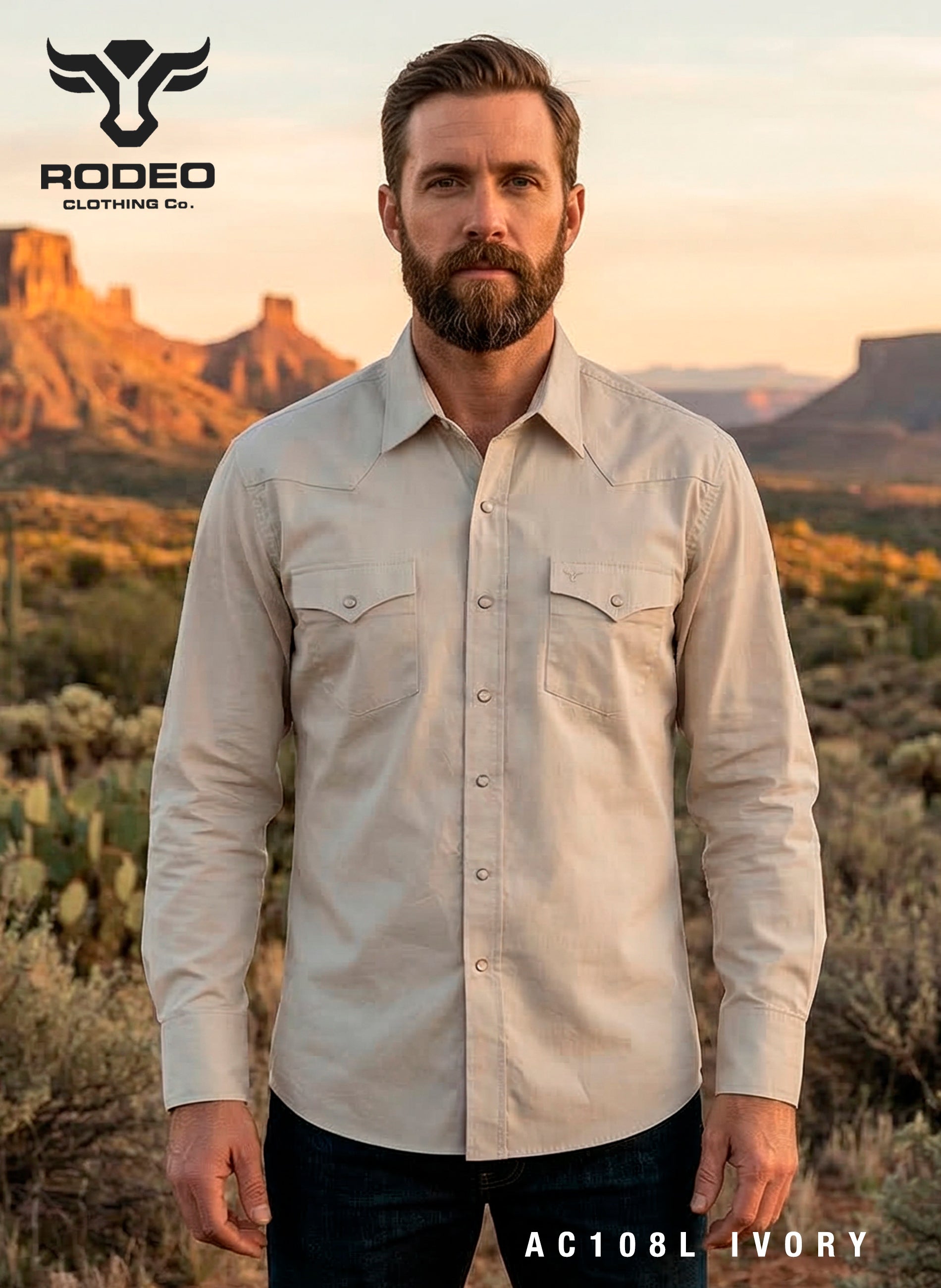 Men's Western Solid Twill Shirt-AC108L-IVORY Pack B(1S-2M-2L-1XL) Men's Western Solid Twill Shirt-AC108L-IVORY Pack B(1S-2M-2L-1XL)