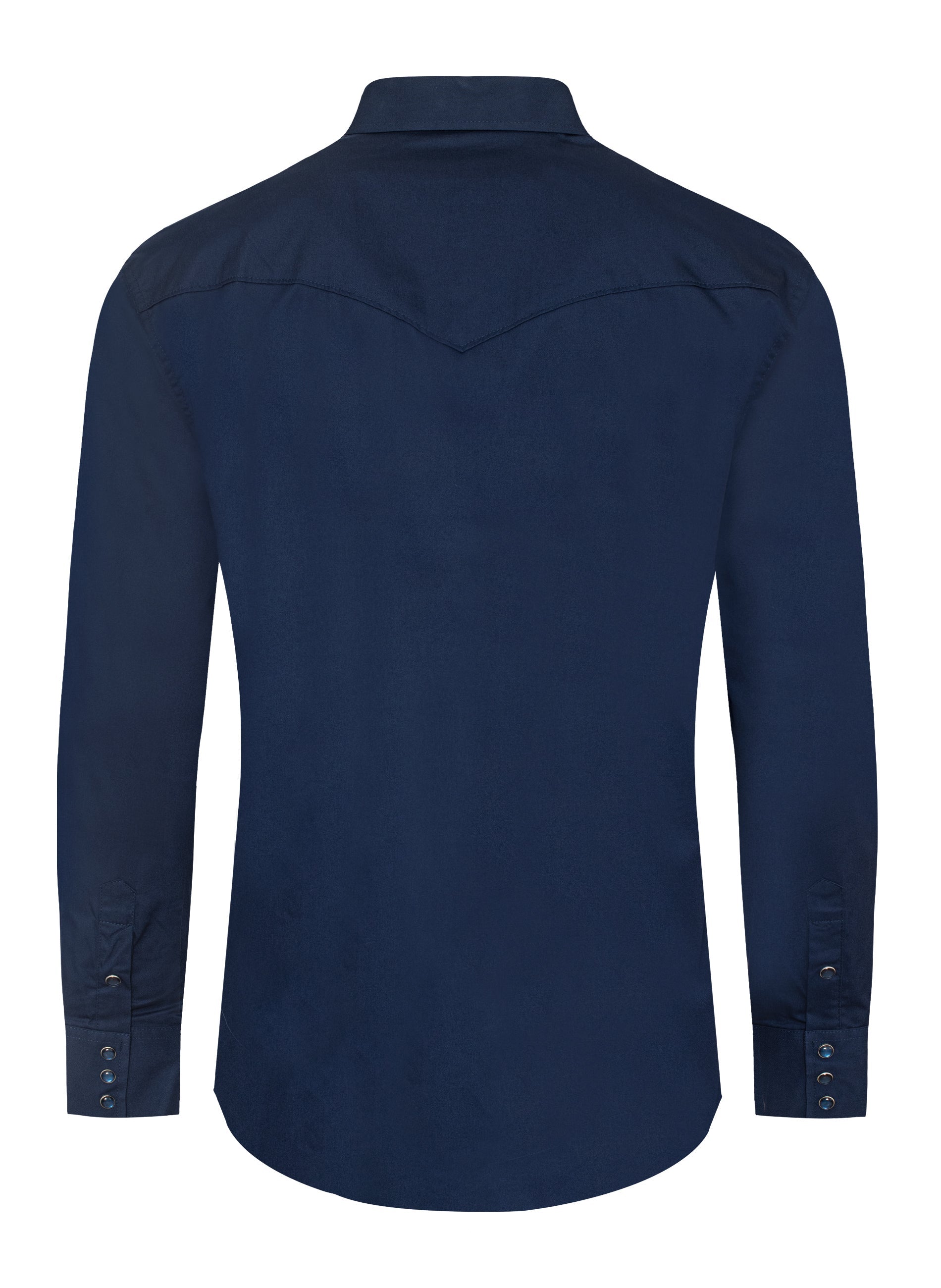 Men's Western Solid Twill Shirt-AC108L-NAVY