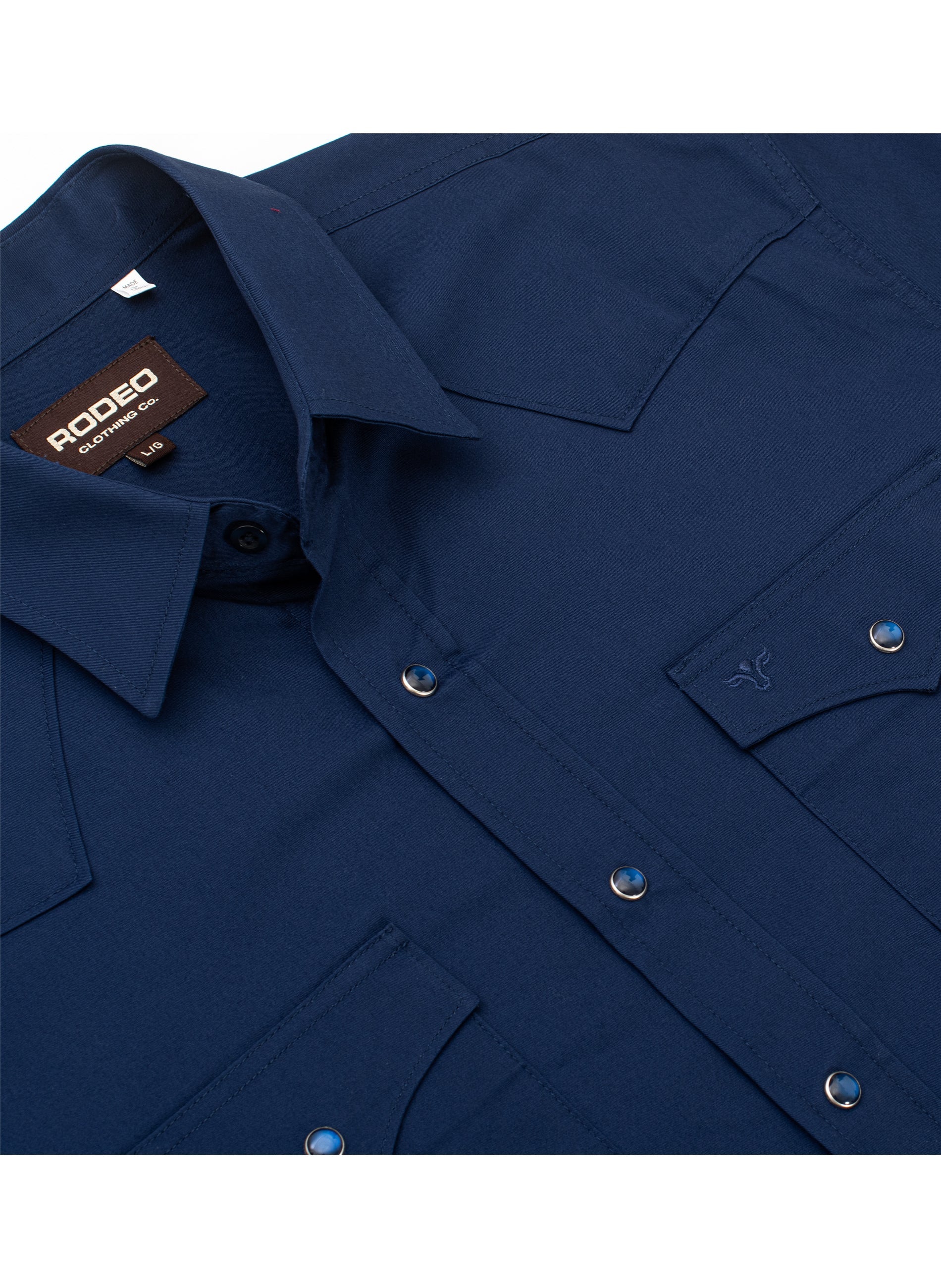 Men's Western Solid Twill Shirt-AC108L-NAVY