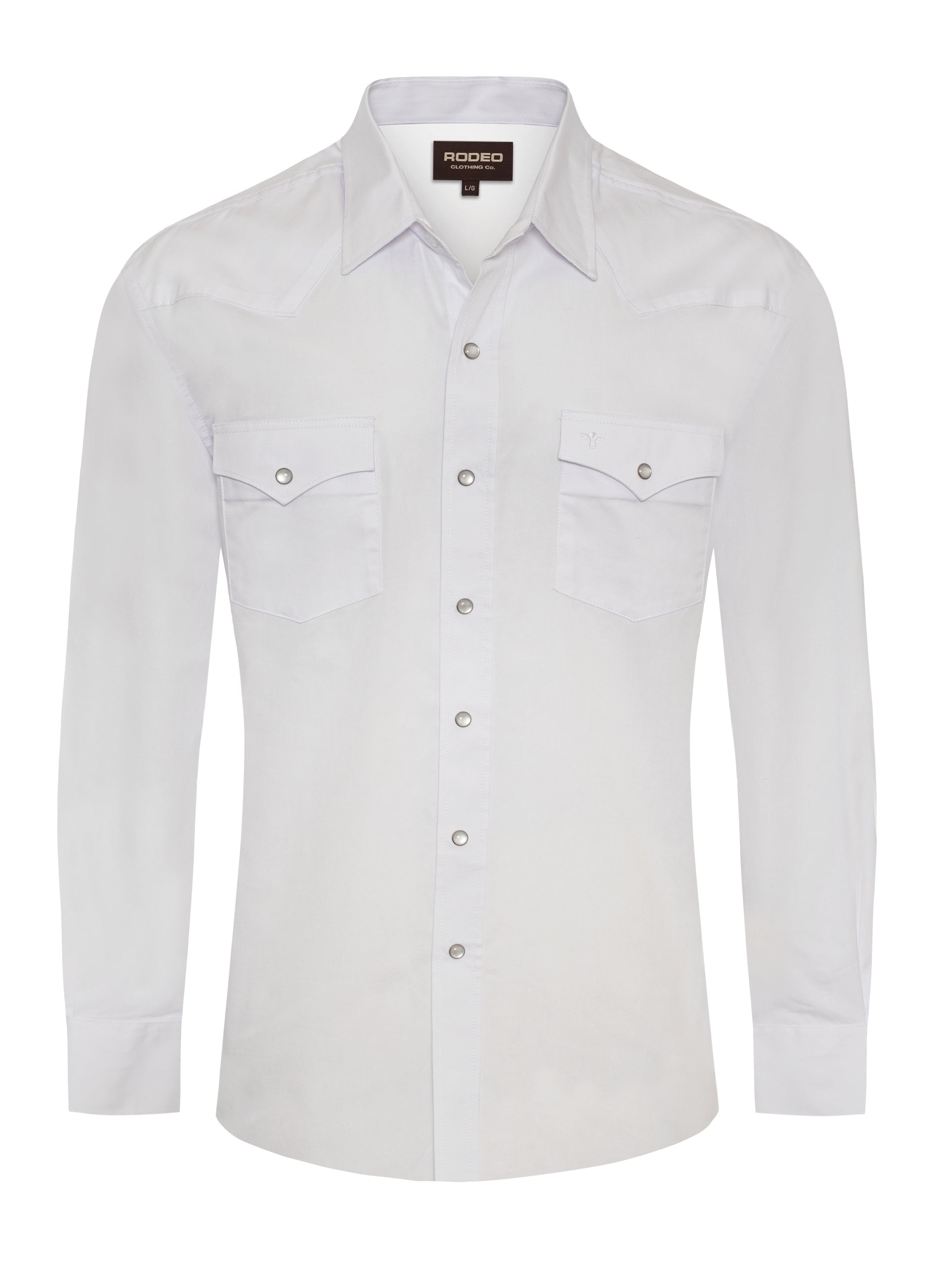 Men's Western Solid Twill Shirt-AC108L-WHITE