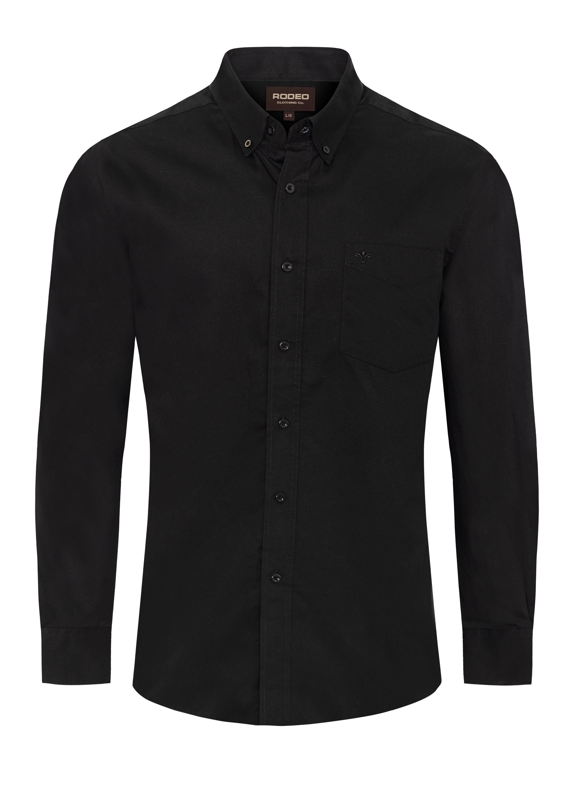 Men’s Solid Western 100% Cotton Twill Button Down Shirt-AC110L-BLACK