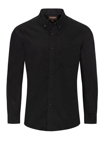 Men’s Solid Western 100% Cotton Twill Button Down Shirt-AC110L-BLACK