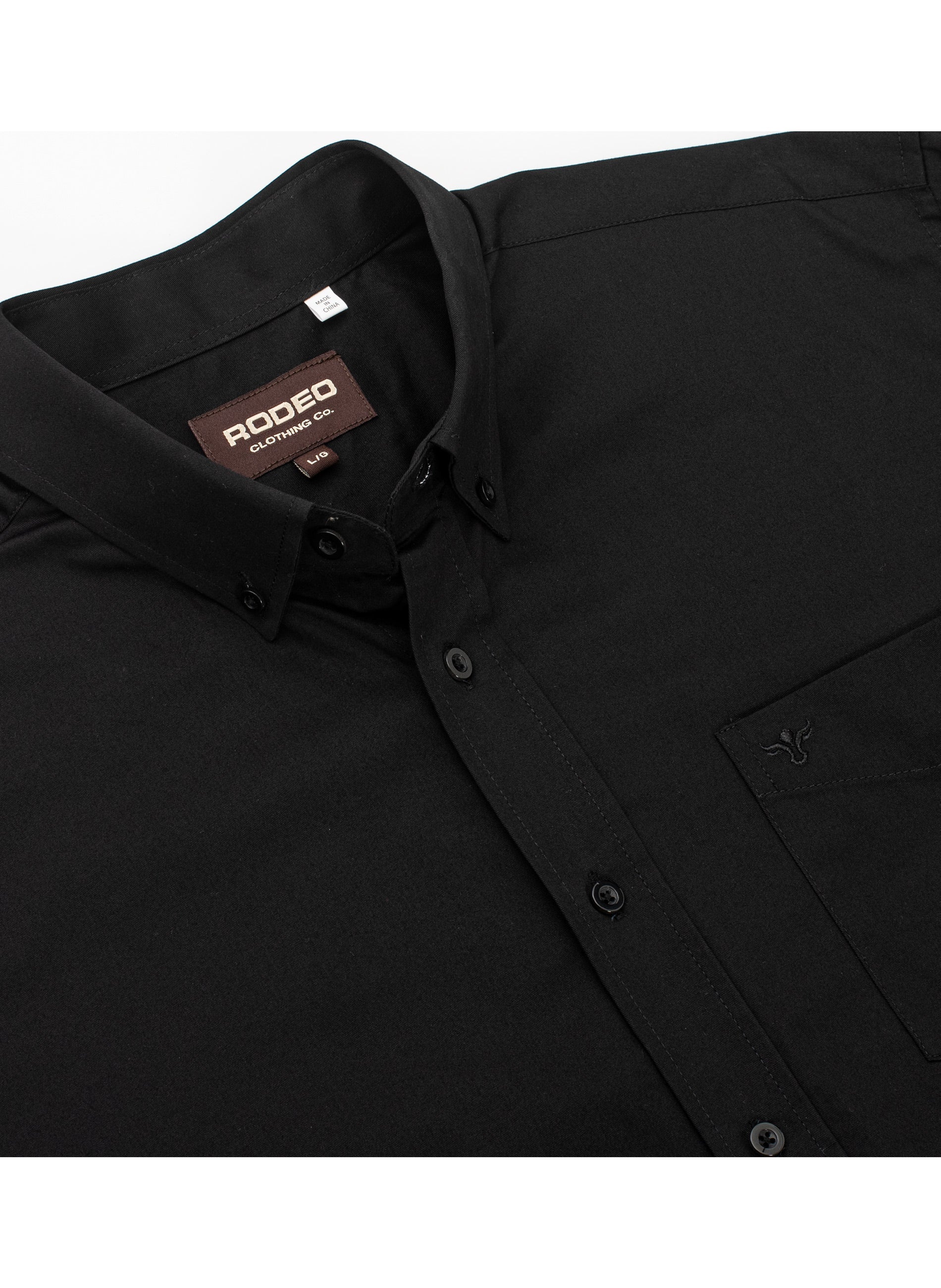 Men’s Solid Western 100% Cotton Twill Button Down Shirt-AC110L-BLACK