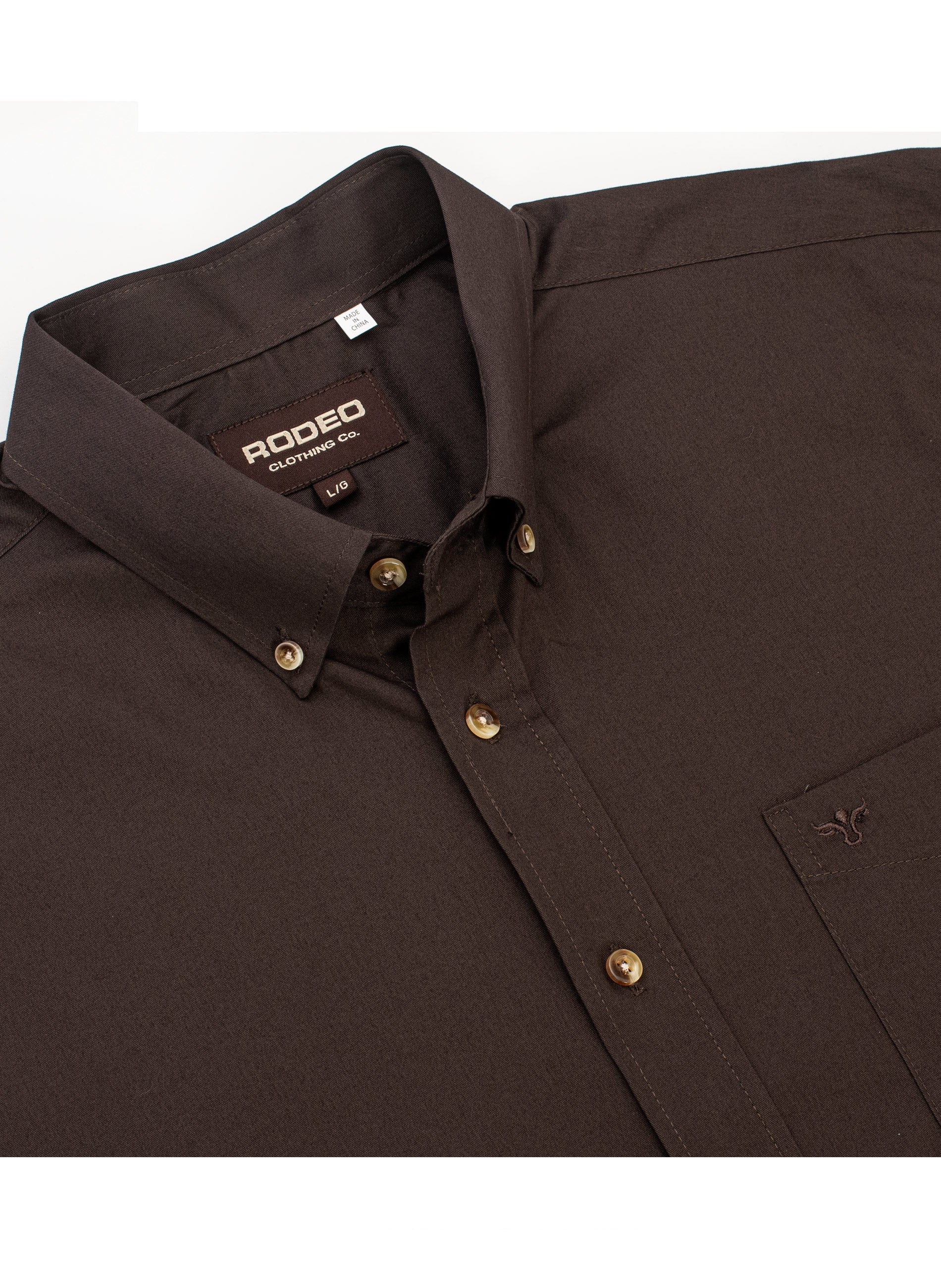 Men’s Solid Western 100% Cotton Twill Button Down Shirt-AC110L-BROWN