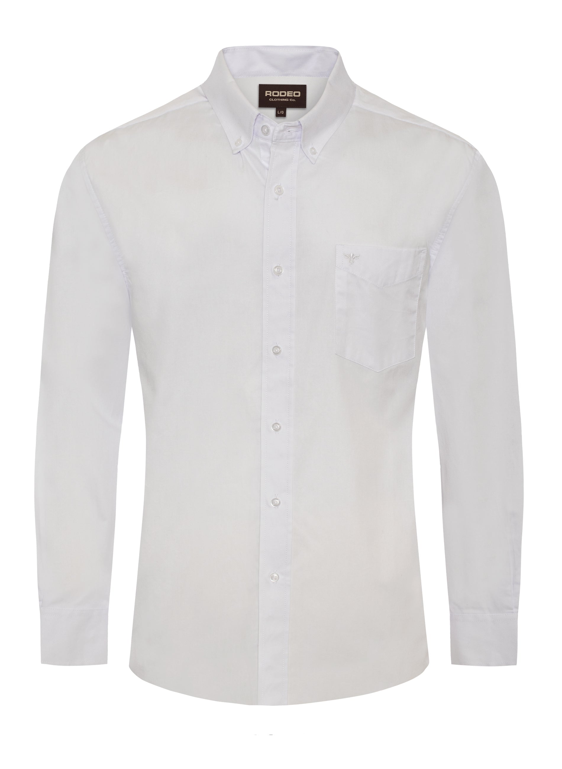 Men’s Solid Western 100% Cotton Twill Button Down Shirt-AC110L-WHITE