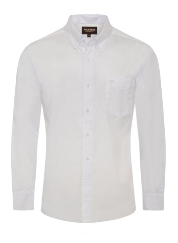 Men’s Solid Western 100% Cotton Twill Button Down Shirt-AC110L-WHITE