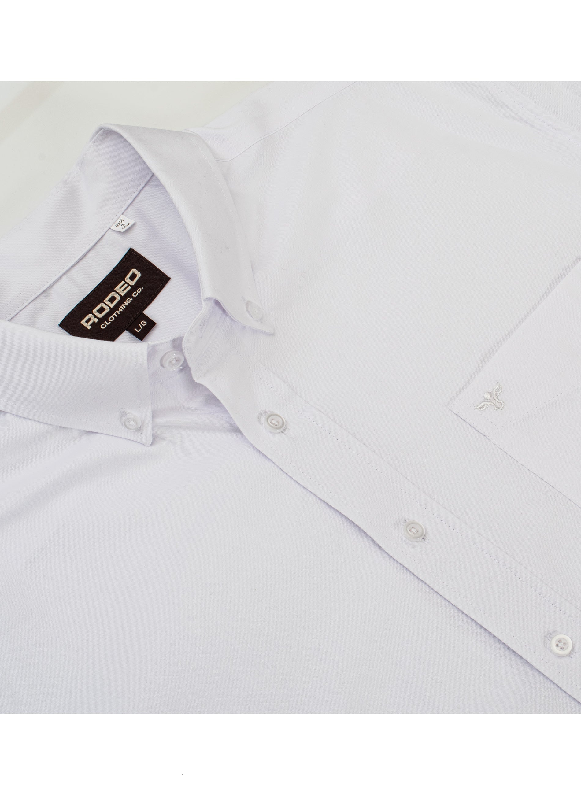 Men’s Solid Western 100% Cotton Twill Button Down Shirt-AC110L-WHITE