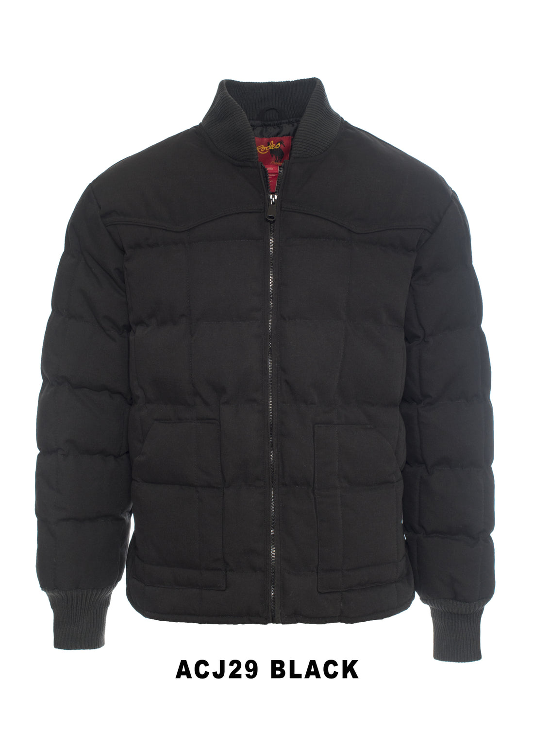 Men's Canvas Quilted Puffer Jacket-ACJ29-Black - Rodeo Clothing wholesale 