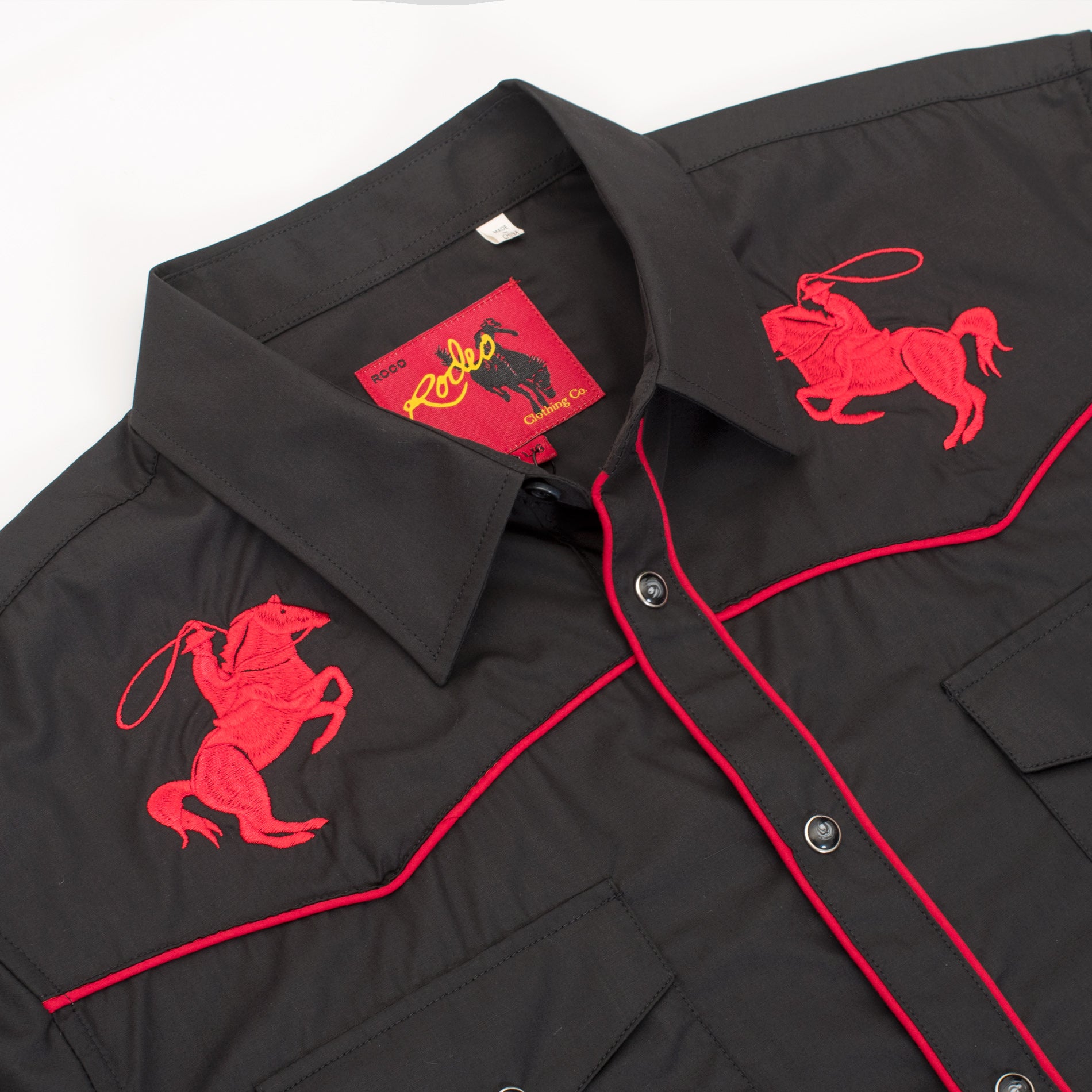 Men's Poly/Cotton L/S Horse Embroidery Western Shirts-PS560L-507 - Rodeo Clothing wholesale 