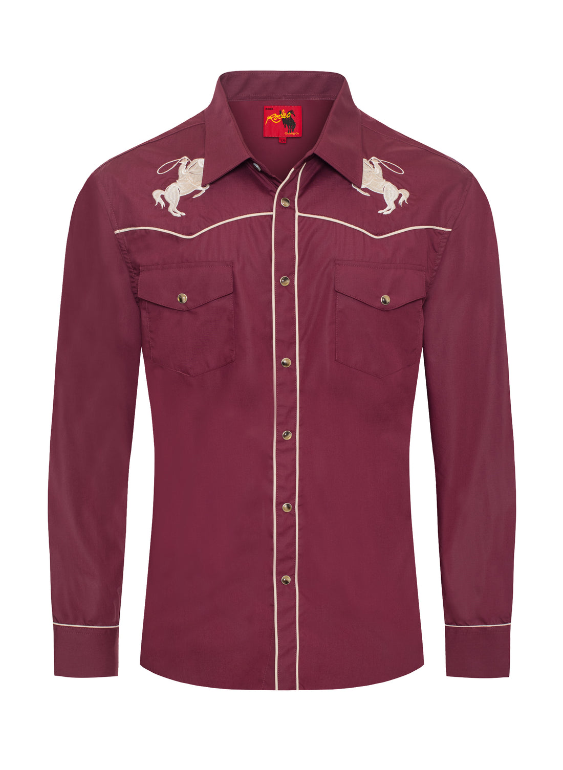 Men's Poly/Cotton L/S Horse Embroidery Western Shirts-PS560L-505 - Rodeo Clothing wholesale 