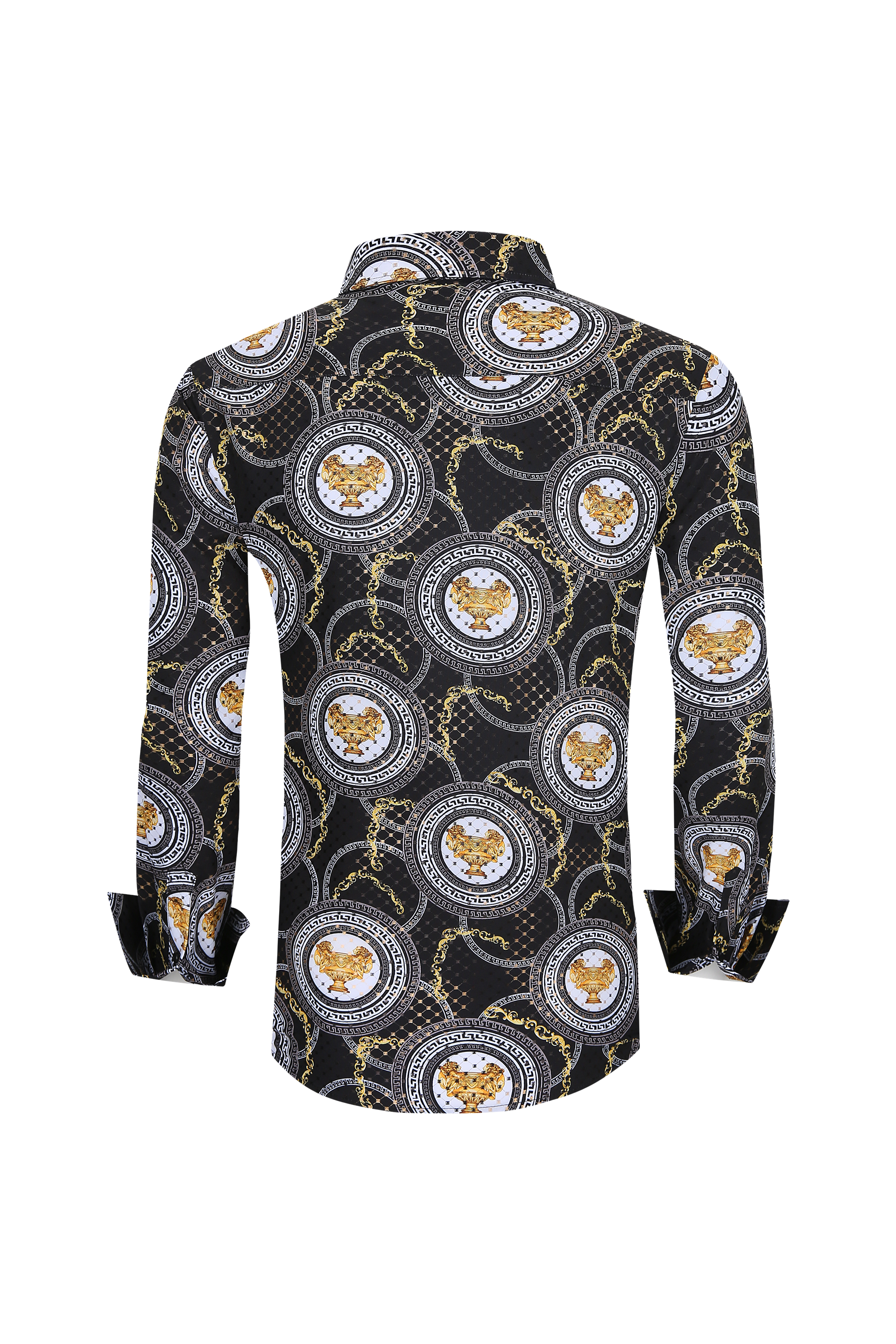 Mens Luxury Brand Printed Silk Like Shirts-HLS2002L-511 - Rodeo Clothing wholesale 