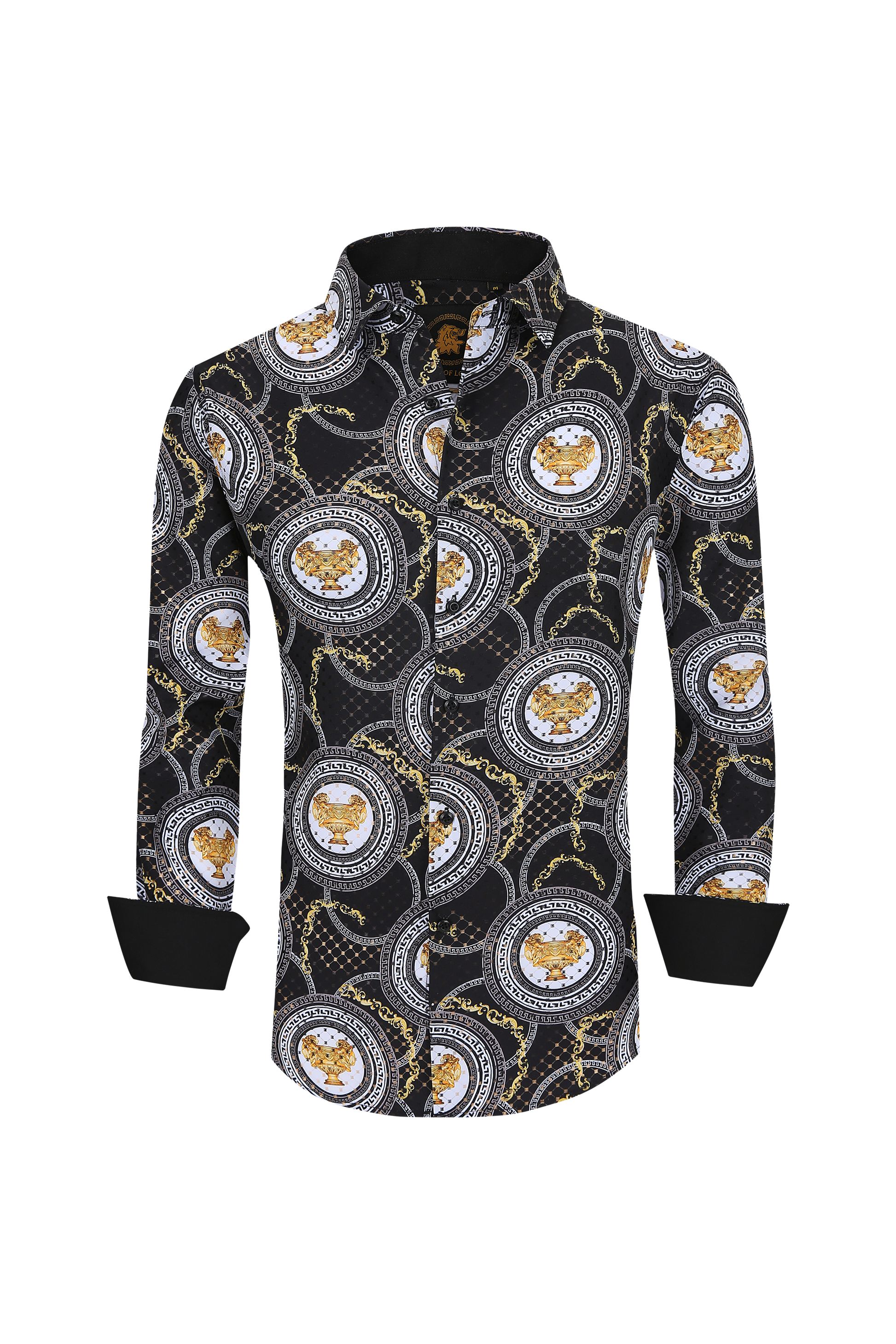 Mens Luxury Brand Printed Silk Like Shirts-HLS2002L-511 - Rodeo Clothing wholesale 