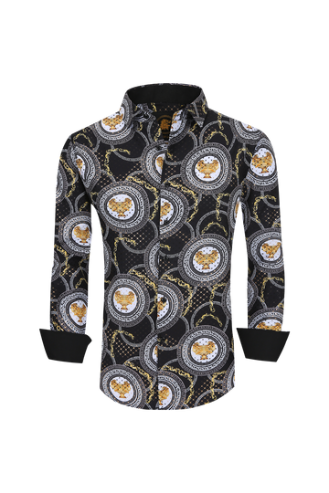 Mens Luxury Brand Printed Silk Like Shirts-HLS2002L-511 - Rodeo Clothing wholesale 