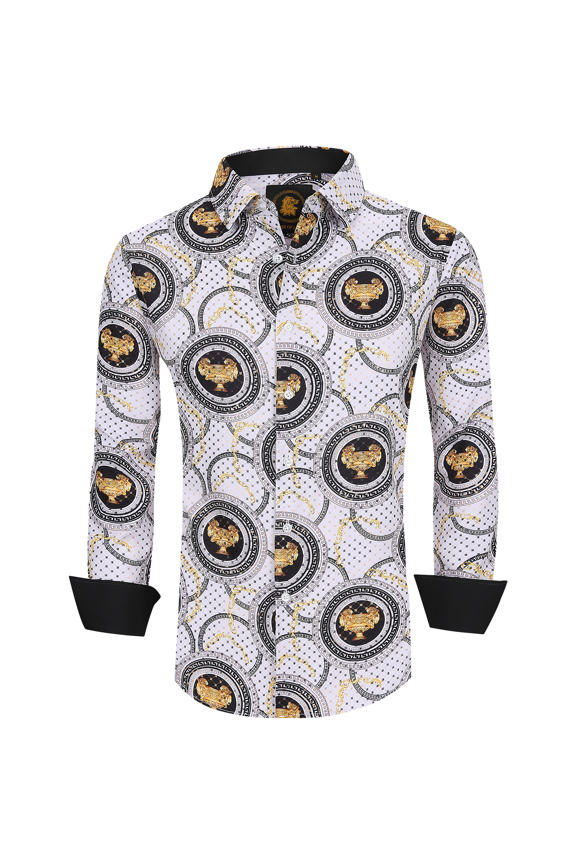 Mens Luxury Brand Printed Silk Like Shirts-HLS2002L-512 - Rodeo Clothing wholesale 