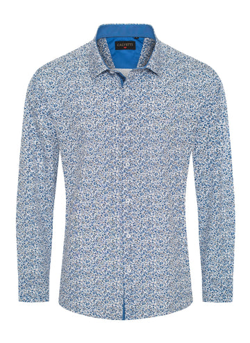 Mens Long Sleeve Printed Casual Button-Down Shirts-HLS2004-122
