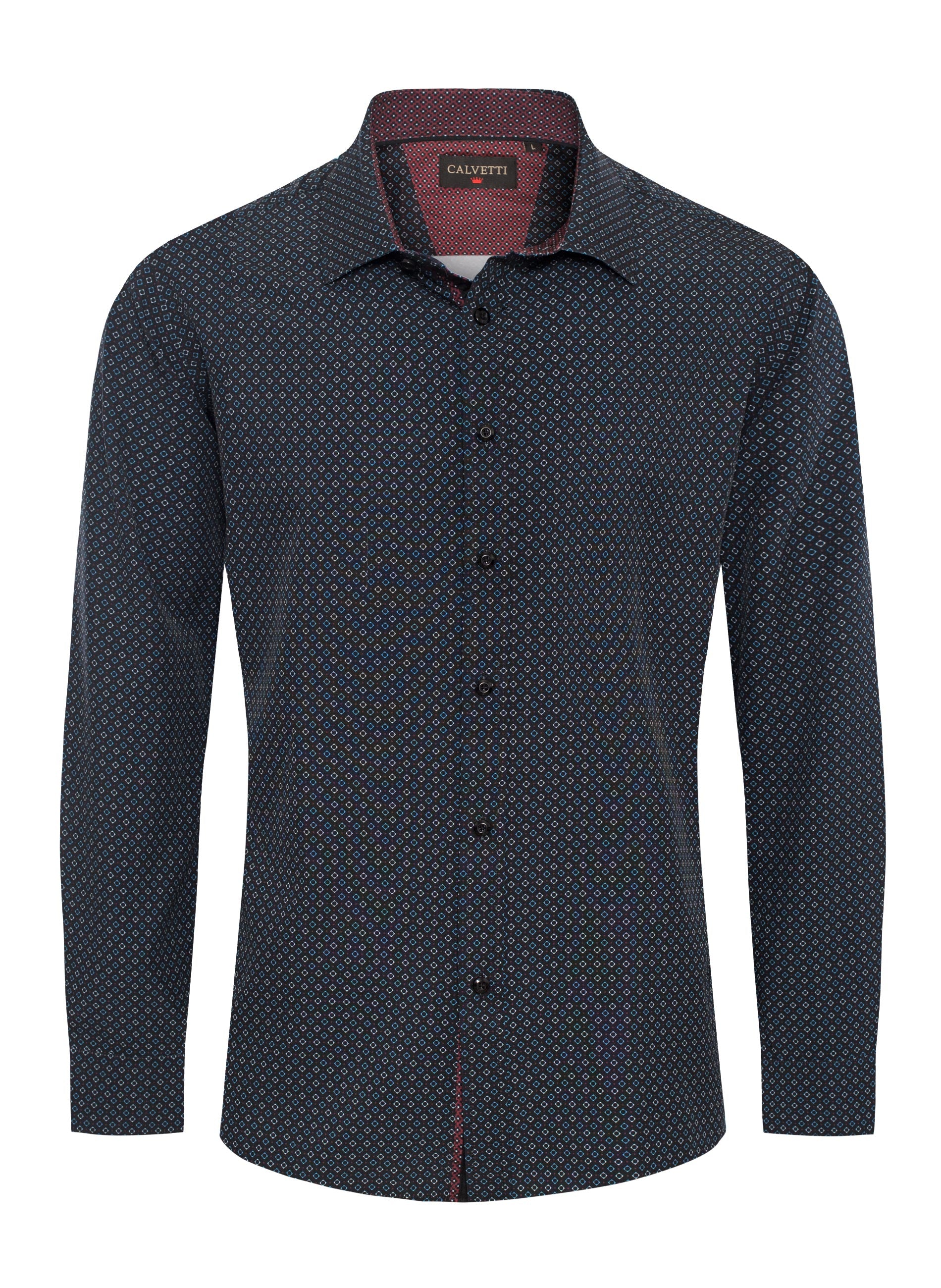 Mens Long Sleeve Printed Casual Button-Down Shirts-HLS2004-124
