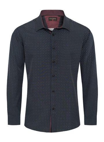 Mens Long Sleeve Printed Casual Button-Down Shirts-HLS2004-124