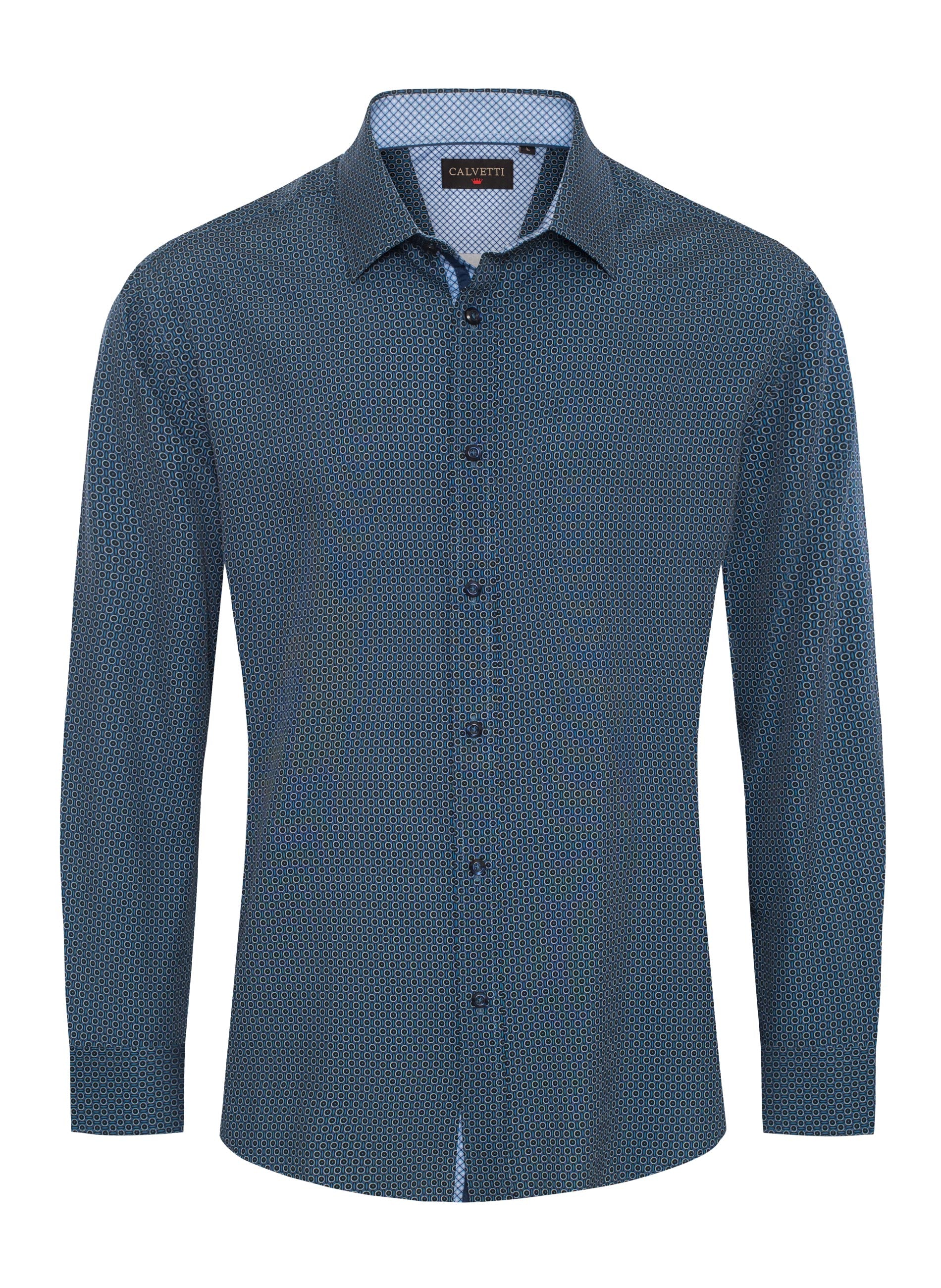 Mens Long Sleeve Printed Casual Button-Down Shirts-HLS2004-126