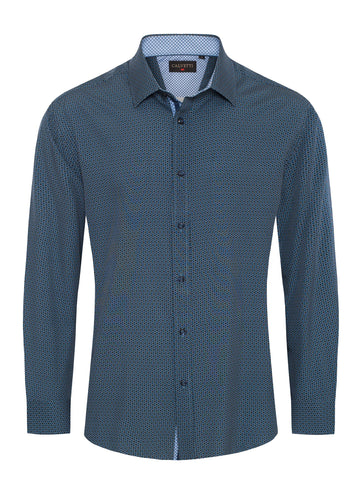 Mens Long Sleeve Printed Casual Button-Down Shirts-HLS2004-126