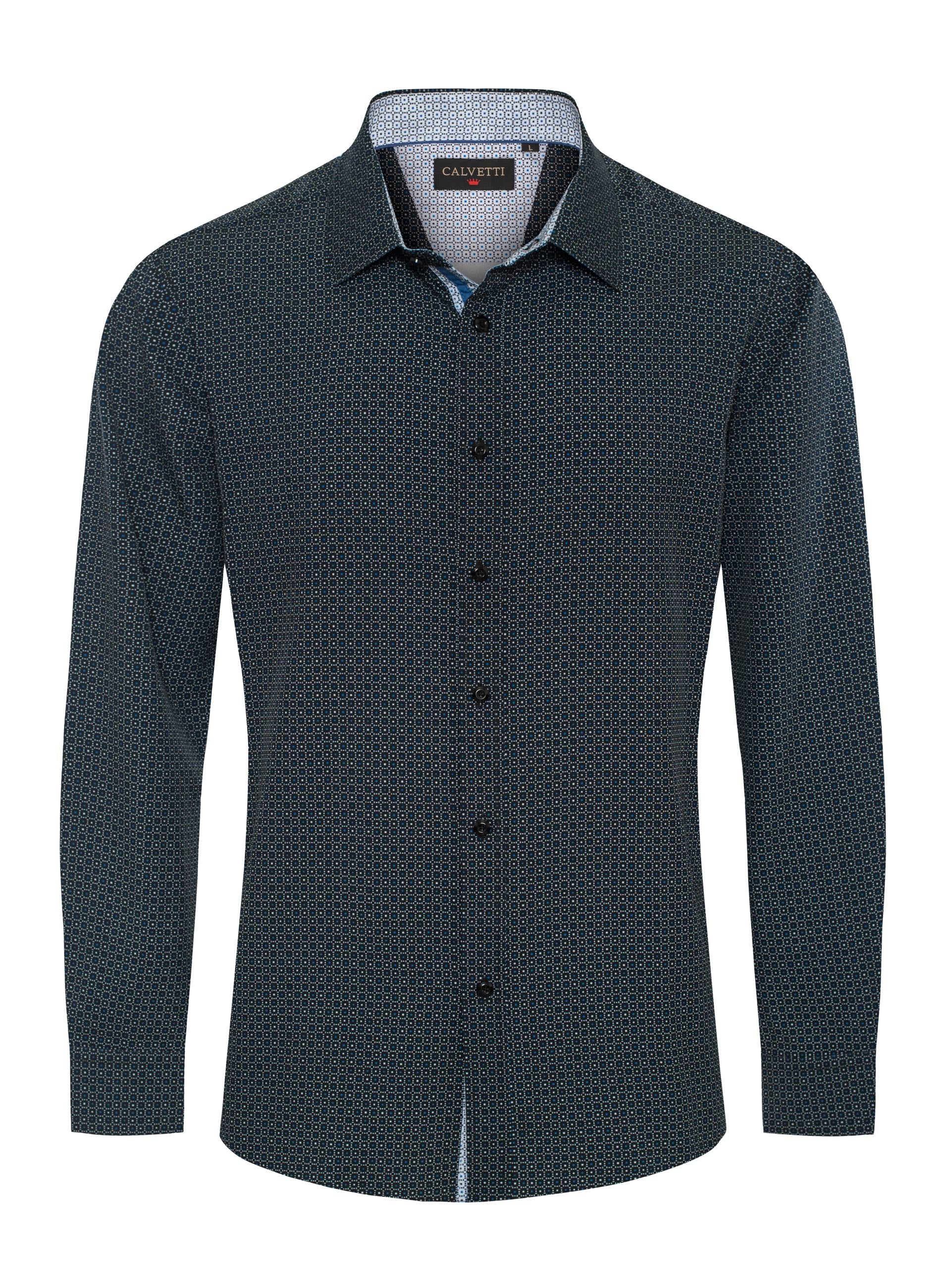 Mens Long Sleeve Printed Casual Button-Down Shirts-HLS2004-127