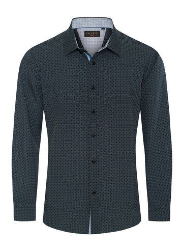 Mens Long Sleeve Printed Casual Button-Down Shirts-HLS2004-127