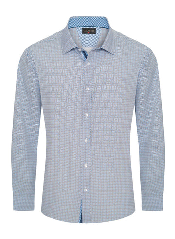Mens Long Sleeve Printed Casual Button-Down Shirts-HLS2004-128