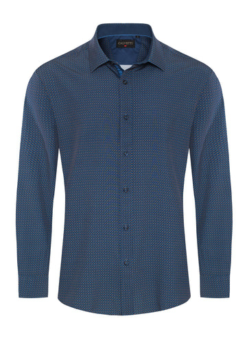 Mens Long Sleeve Printed Casual Button-Down Shirts-HLS2004-132