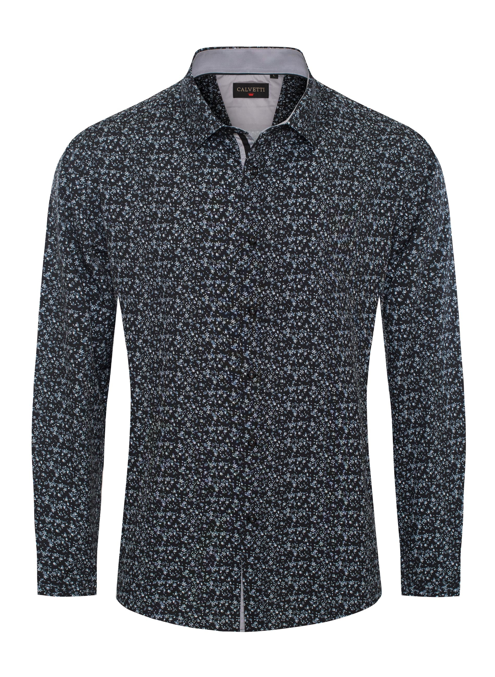 Mens Long Sleeve Printed Casual Button-Down Shirts-HLS2004-133