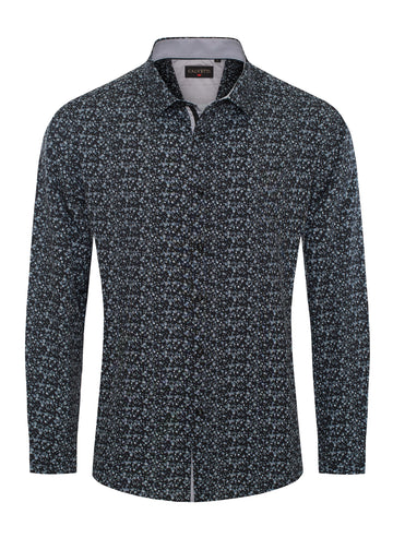 Mens Long Sleeve Printed Casual Button-Down Shirts-HLS2004-133