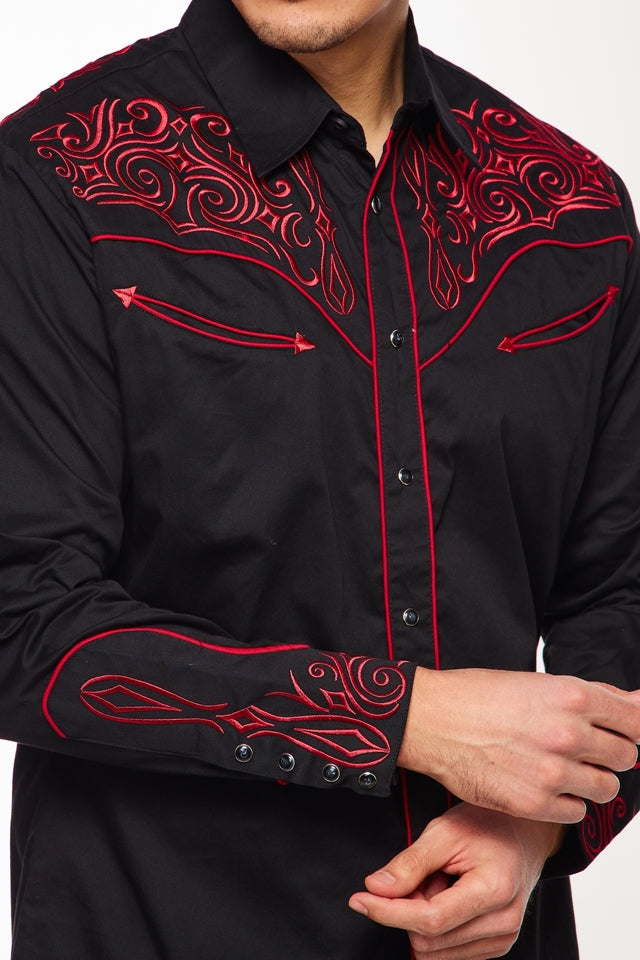 Men's Western Cowboy Embroidery Shirt -PS500L-551