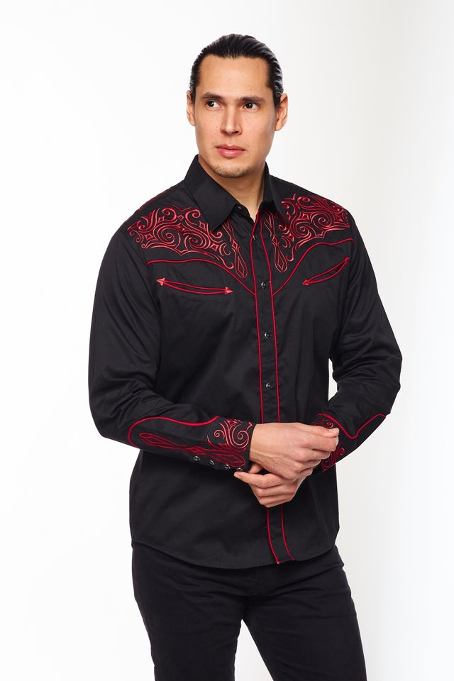 Men's Western Cowboy Embroidery Shirt -PS500L-551
