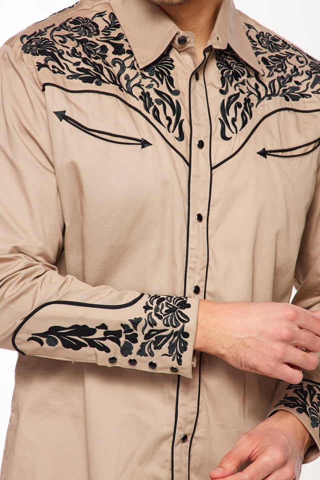 Men's Western Cowboy Embroidery Shirt-PS500L-547 - Rodeo Clothing wholesale 