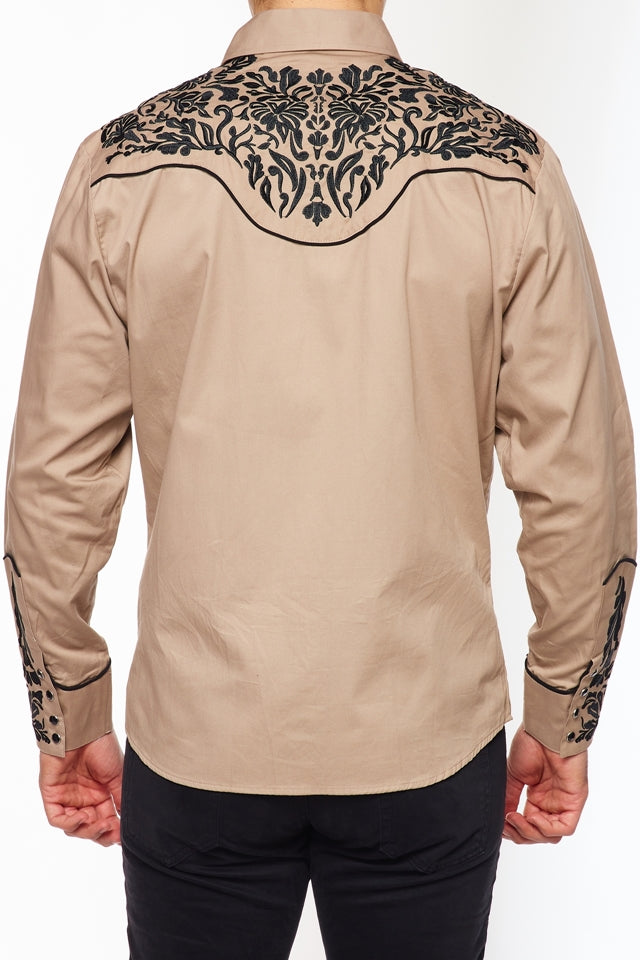 Men's Western Cowboy Embroidery Shirt-PS500L-547 - Rodeo Clothing wholesale 