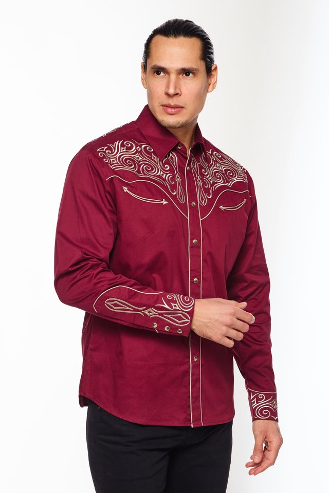 Men's Western Cowboy Embroidery Shirt-PS500L-550 - Rodeo Clothing wholesale 