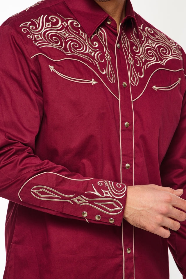Men's Western Cowboy Embroidery Shirt-PS500L-550 - Rodeo Clothing wholesale 