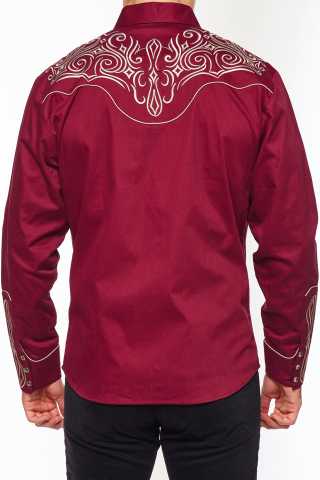 Men's Western Cowboy Embroidery Shirt-PS500L-550 - Rodeo Clothing wholesale 