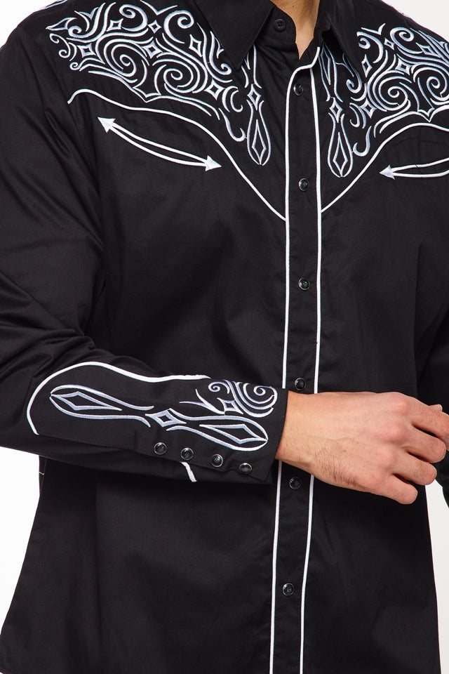Men's Western Cowboy Embroidery Shirt -PS500L-549
